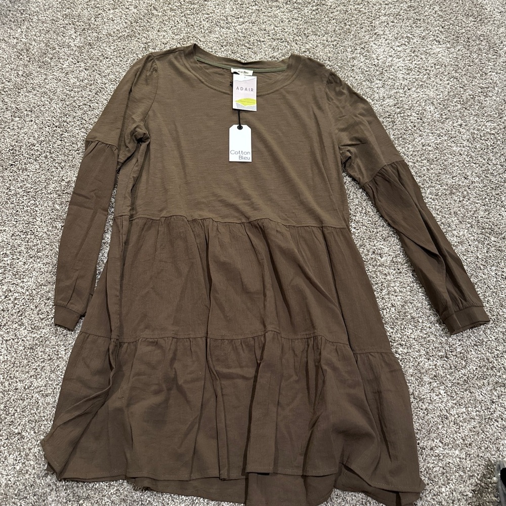 Ada Kids Casual Olive Dress